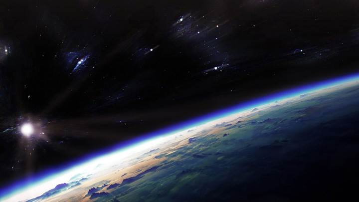 Nice View Of The Space With Mountains On Planet